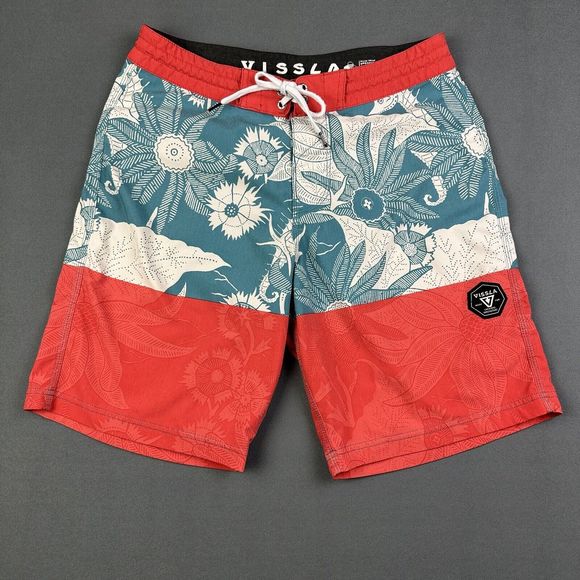 Vissla Board Shorts Swim Trunks Mens 30 Floral Hawaiian Print Stretch Beach Surf - Picture 1 of 14